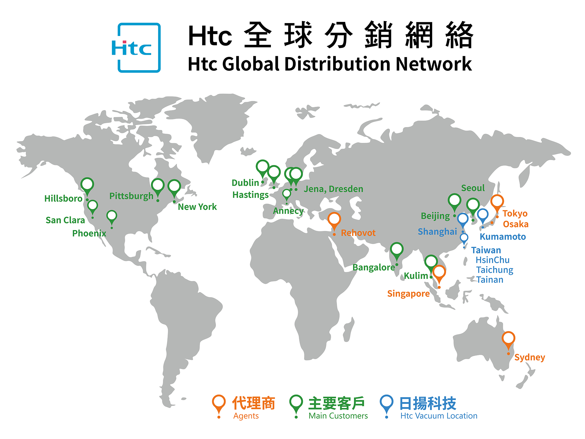Htc真空全球代理商服务据点