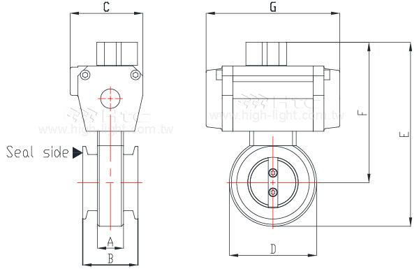 ISO-KF TYPE Pneumatic Butterfly Valve