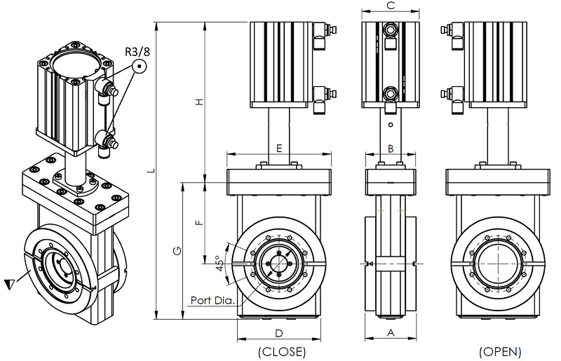 CF150 氣動全金屬閘閥